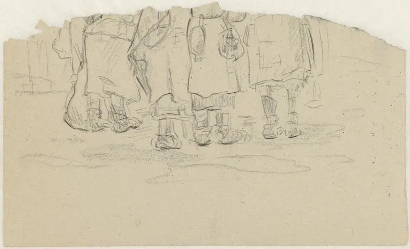 Groep vrouwen in winterkleding in Ravensbrück Wall Art by Aat Breur-Hibma - High-Resolution Digital Print