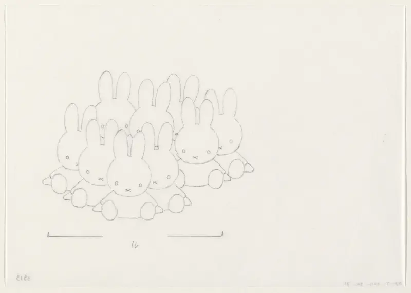 Groep zittende konijnen II (schets) Wall Art by Dick Bruna - High-Resolution Digital Print