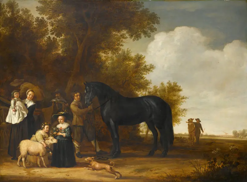Groepsportret in een landschap Wall Art by anonymous - High-Resolution Digital Print