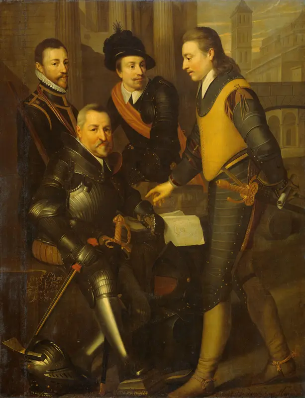 Groepsportret van de vier broers van Willem I, prins van Oranje: Jan (1535-1606), Hendrik (1550-74), Adolf (1540-68) en Lodewijk (1538-74), graven van Nassau Wall Art by Unknown - High-Resolution Digital Print