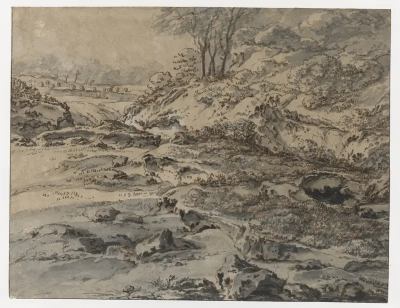 Gronderosie in een heuvelachtig landschap Wall Art by Unknown - High-Resolution Digital Print
