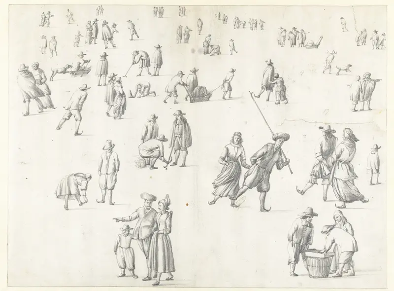 Groot aantal figuren op het ijs Wall Art by Jan Abrahamsz. Beerstraten - High-Resolution Digital Print