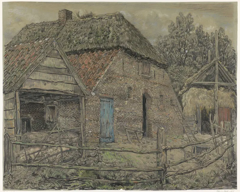 Grote boerenschuur, met een varkenshok ervoor Wall Art by Pieter Dupont - High-Resolution Digital Print