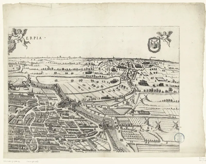 Grote kaart van Antwerpen met de mislukte aanslag in 1605 (blad rechtsboven) Wall Art by anonymous - High-Resolution Digital Print