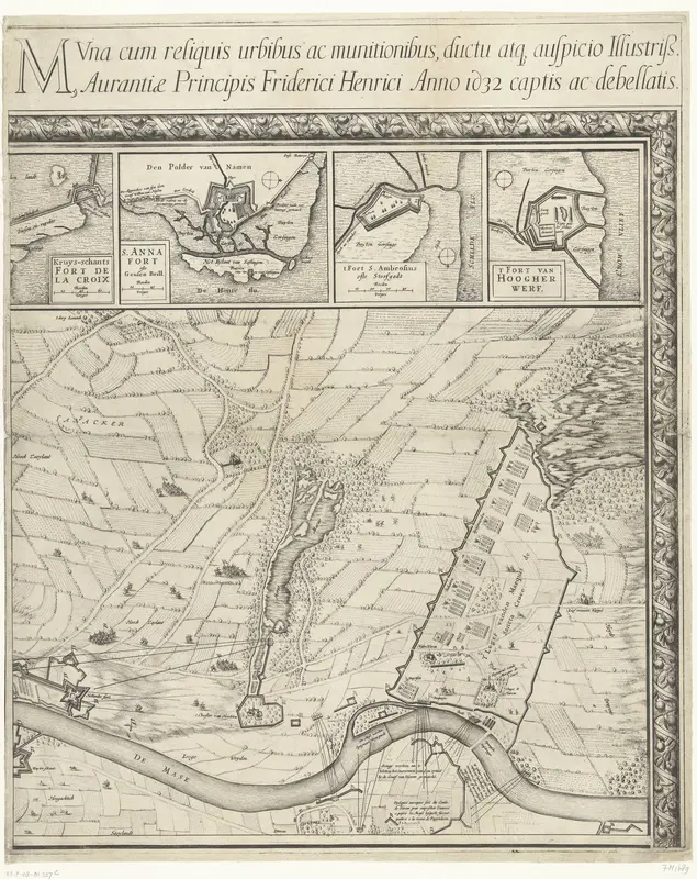 Grote kaart van het beleg van Maastricht, 1632, plaat 3 Wall Art by Jean Pleitner - High-Resolution Digital Print