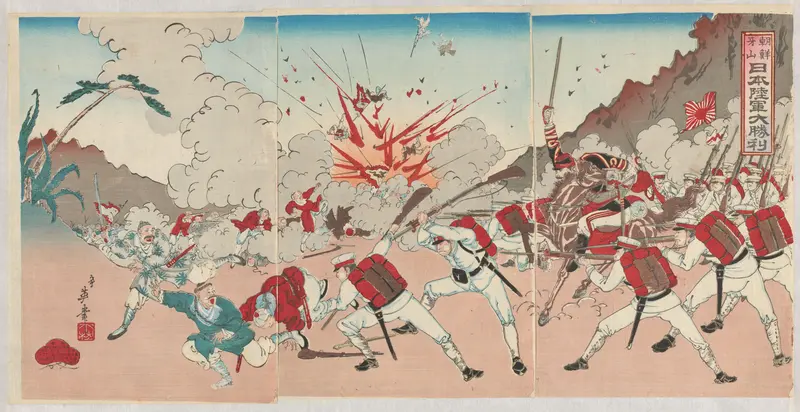 Grote overwinning van het Japanse leger bij Asan in Korea Wall Art by Unknown - High-Resolution Digital Print