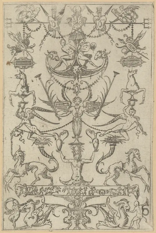 Grotesque Panel Wall Art by Jacques Androuet Du Cerceau - High-Resolution Digital Print