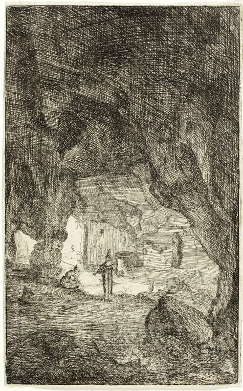 Grotto and Friars, from The Ruins of Rome Wall Art by Bartholomeus Breenbergh - High-Resolution Digital Print