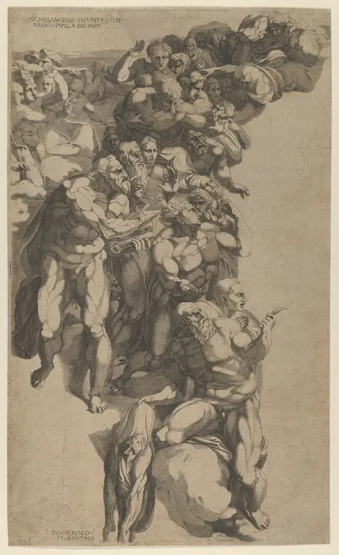 Group from Last Judgment, St. Bartholomew, St. Peter, and other Apostles Wall Art by Domenico del Barbiere - High-Resolution Digital Print