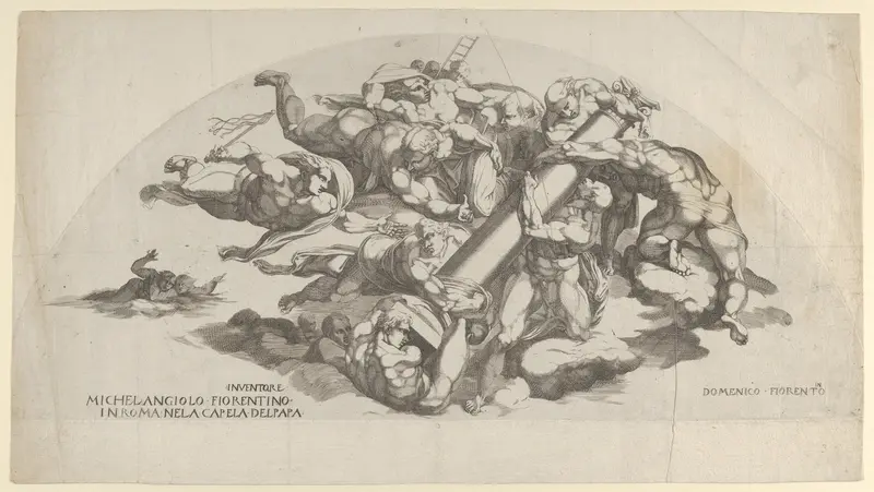 Group from the Last Judgment, Angels Carrying the Column of the Flagellation and the Sponge and Ladder of the Crucifixion Wall Art by Domenico del Barbiere - High-Resolution Digital Print