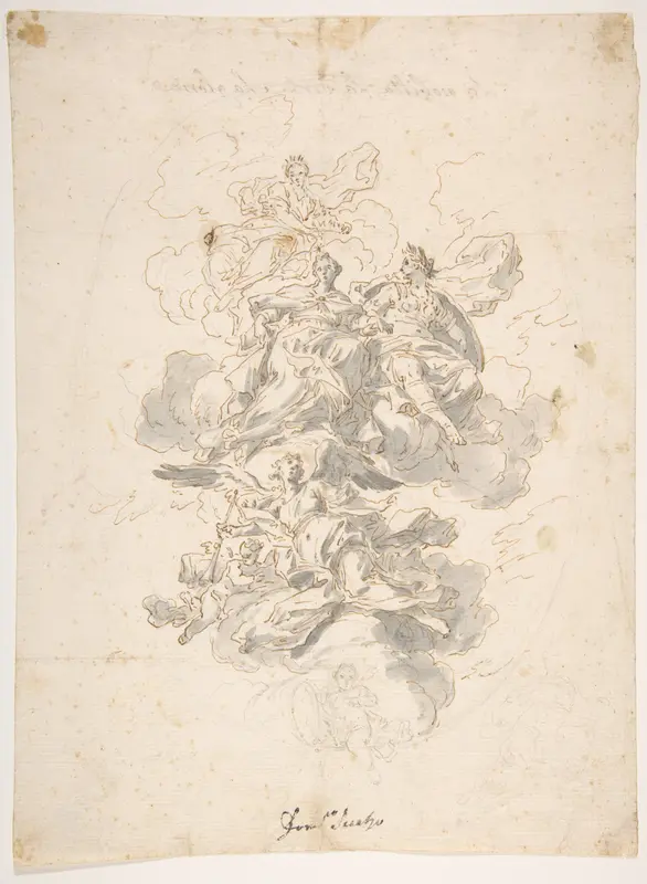 Group of Allegorical figures: Sketch for a Ceiling Decoration ? Wall Art by Francesco Solimena - High-Resolution Digital Print