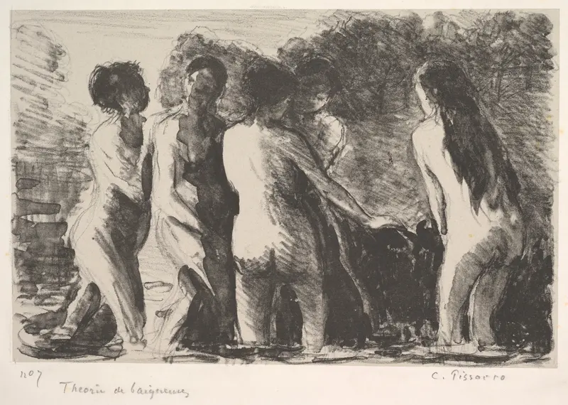 Group of Bathers Wall Art by Camille Pissarro - High-Resolution Digital Print
