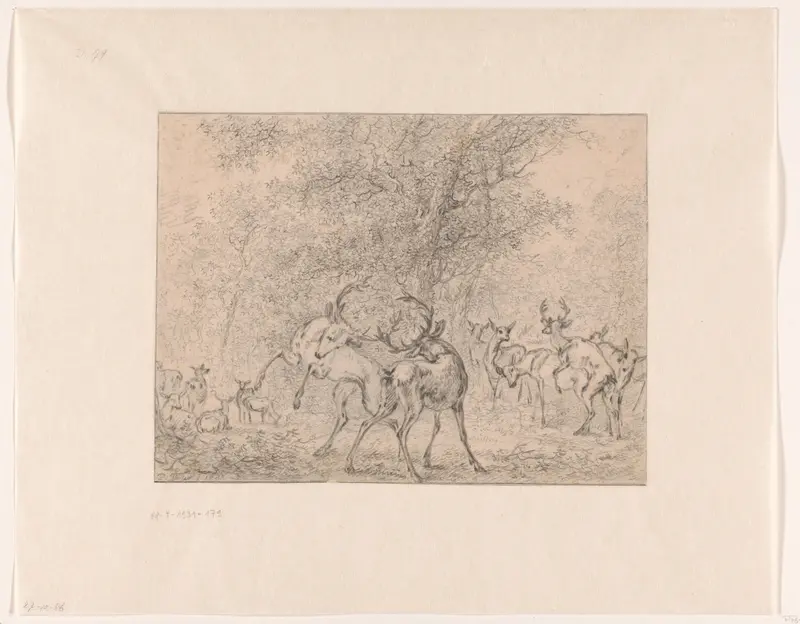 Group of Deer in a Forest Wall Art by Paulus Potter - High-Resolution Digital Print