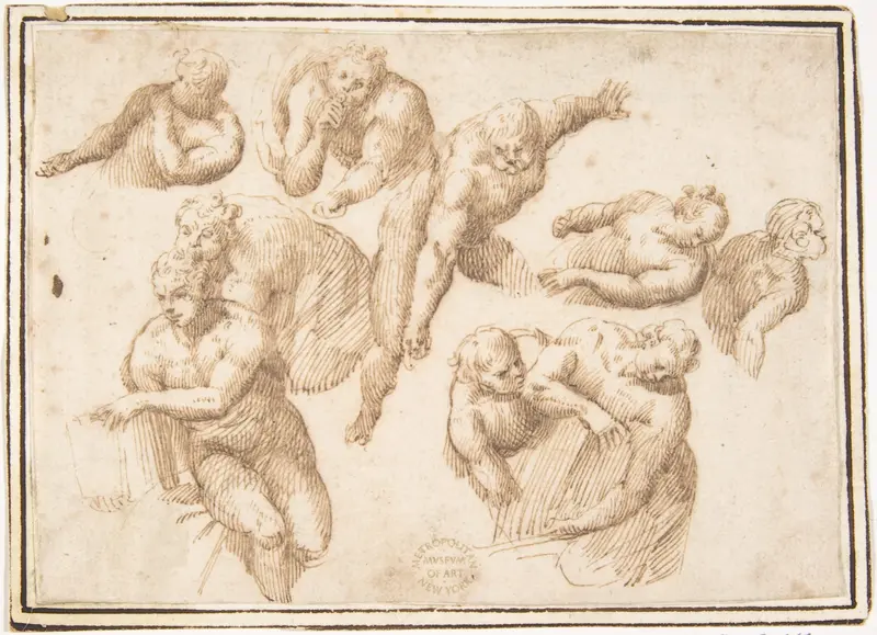 Group of Figures Copied from Michelangelo's Last Judgment Wall Art by Francesco Allegrini - High-Resolution Digital Print