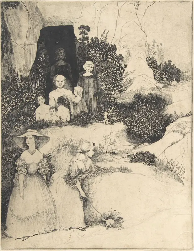 Group of Figures (drawing for a Review) Wall Art by Rodolphe Bresdin - High-Resolution Digital Print