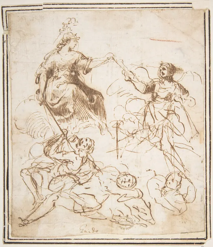 Group of Five Allegorical Figures Wall Art by Francesco Allegrini - High-Resolution Digital Print