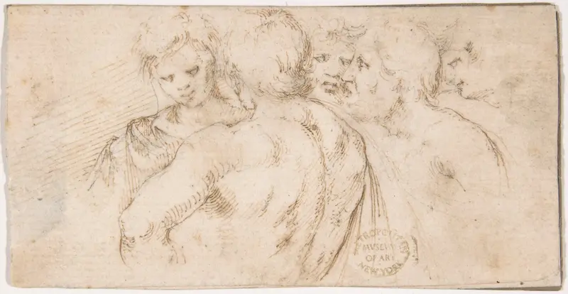 Group of Five Male Figures in Half-length Wall Art by Stefano della Bella - High-Resolution Digital Print