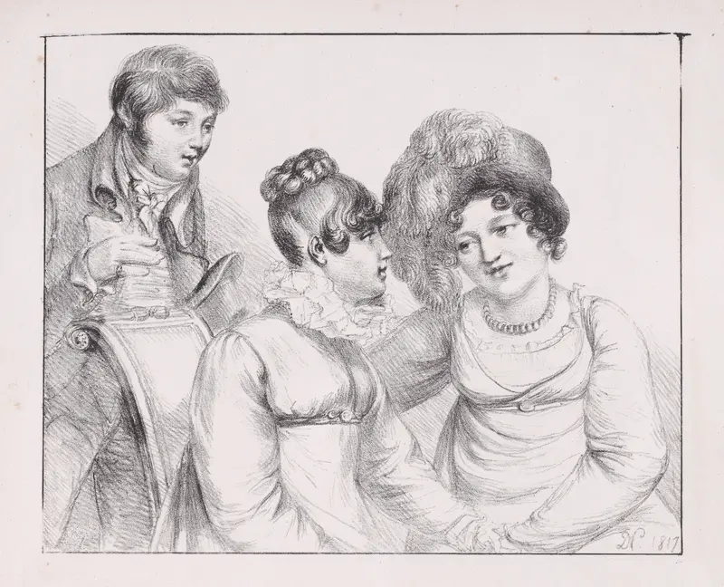 Group of three figures, man and two women Wall Art by Baron Dominique Vivant Denon - High-Resolution Digital Print