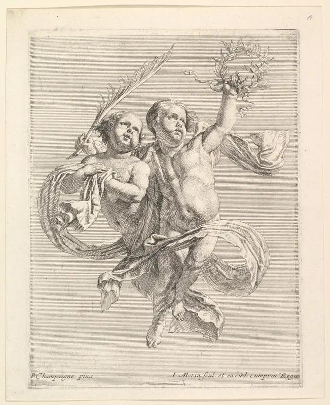 Groupe de deux angelots (regardant vers la droite) Wall Art by Jean Morin - High-Resolution Digital Print