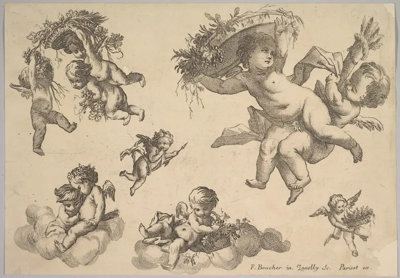 Groups of Children Wall Art by François Boucher - High-Resolution Digital Print