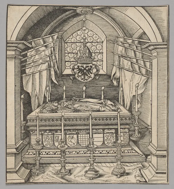 Gruftblatt, plate 24 from Historical Scenes from the Life of Emperor Maximilian I from the Triumphal Arch Wall Art by Hans Burgkmair, the elder - High-Resolution Digital Print