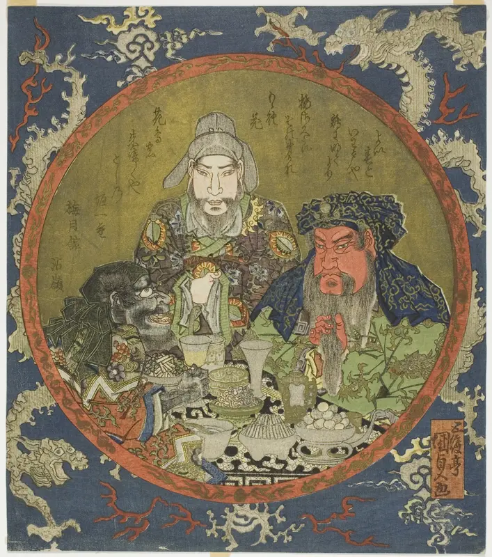 Guan Yu, Liu Bei, and Zhang Fei Wall Art by Utagawa Kunisada I (Toyokuni III) - High-Resolution Digital Print