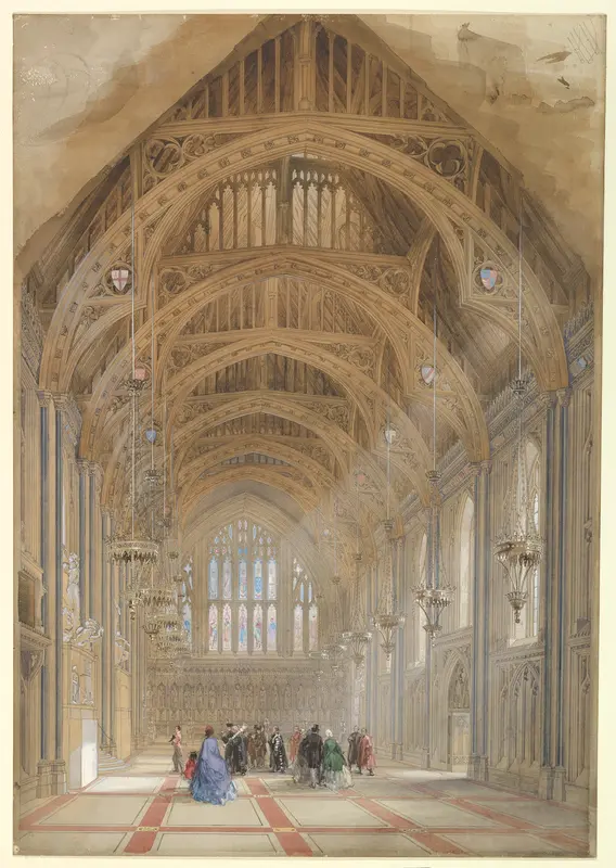 Guildhall, London: The Great Hall, Facing East Wall Art by Sir Horace Jones - High-Resolution Digital Print