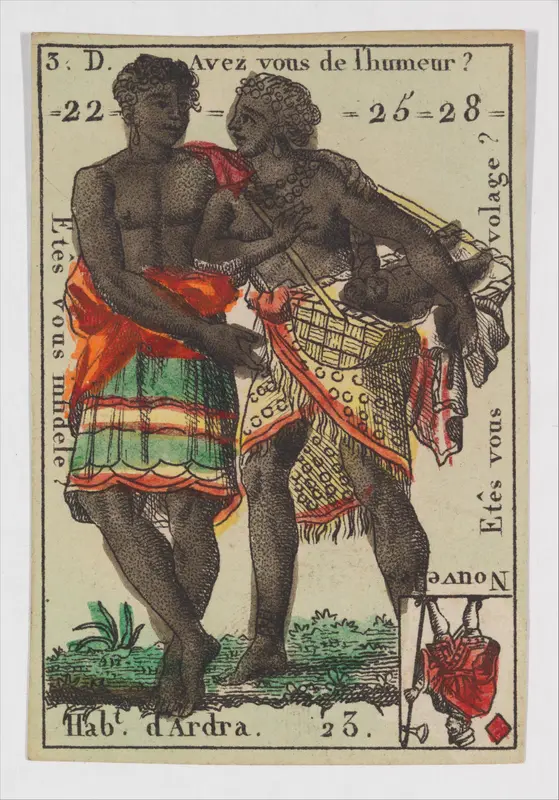 Hab.t d'Ardra, from the playing cards (for quartets) "Costumes des Peuples Étrangers" Wall Art by Anonymous, French, 18th century - High-Resolution Digital Print