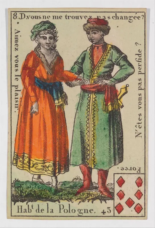 Hab.t de la Pologne, from the playing cards (for quartets) "Costumes des Peuples Étrangers" Wall Art by Anonymous, French, 18th century - High-Resolution Digital Print