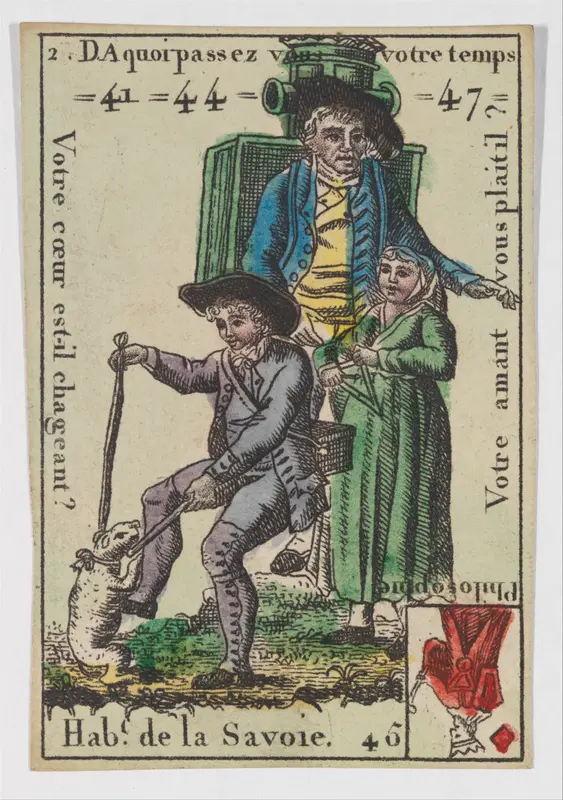 Hab.t de la Savoie, from the playing cards (for quartets) "Costumes des Peuples Étrangers" Wall Art by Anonymous, French, 18th century - High-Resolution Digital Print