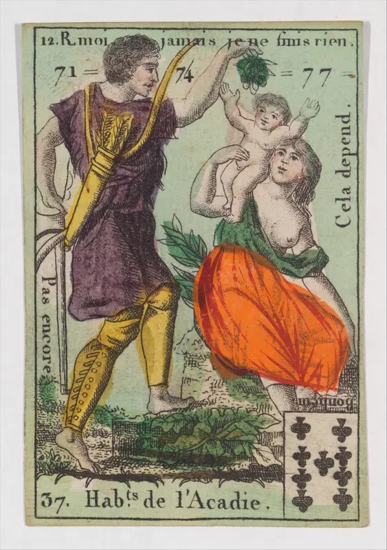 Hab.t de l'Acadie, from the playing cards (for quartets) "Costumes des Peuples Étrangers" Wall Art by Anonymous, French, 18th century - High-Resolution Digital Print