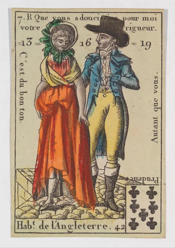 Hab.t de l'Angleterre, from the playing cards (for quartets) "Costumes des Peuples Étrangers" Wall Art by Anonymous, French, 18th century - High-Resolution Digital Print