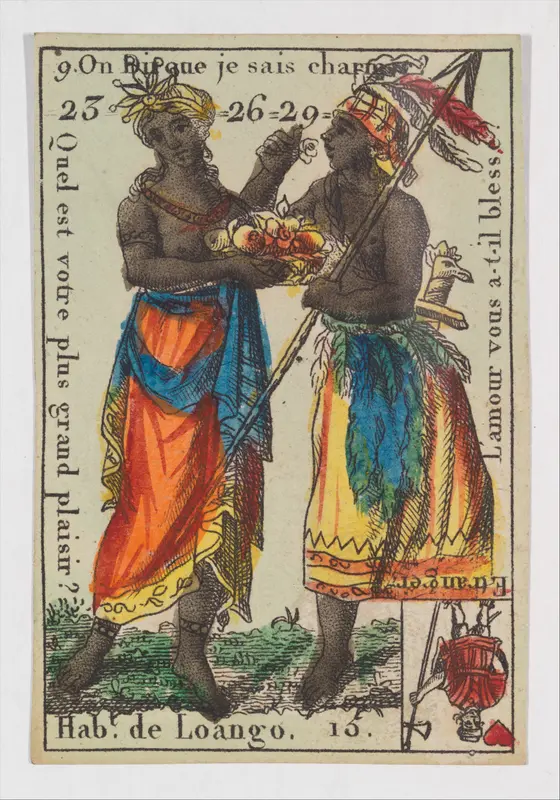 Hab.t de Loango, from the playing cards (for quartets) "Costumes des Peuples Étrangers" Wall Art by Anonymous, French, 18th century - High-Resolution Digital Print
