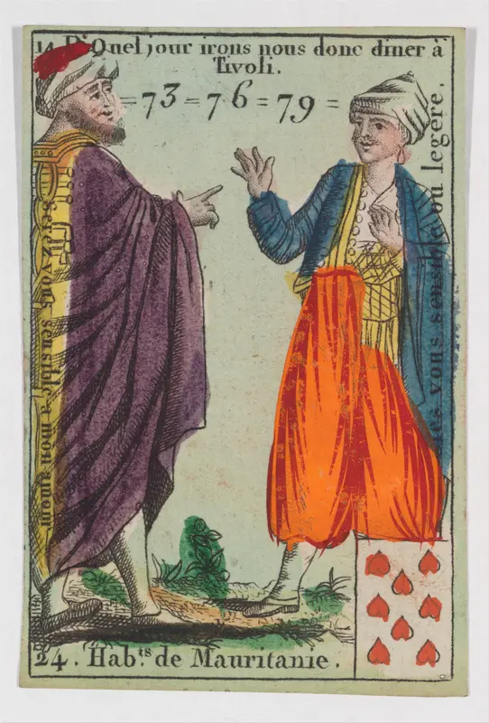 Hab.ts de Mauritanie, from the playing cards (for quartets) "Costumes des Peuples Étrangers" Wall Art by Anonymous, French, 18th century - High-Resolution Digital Print