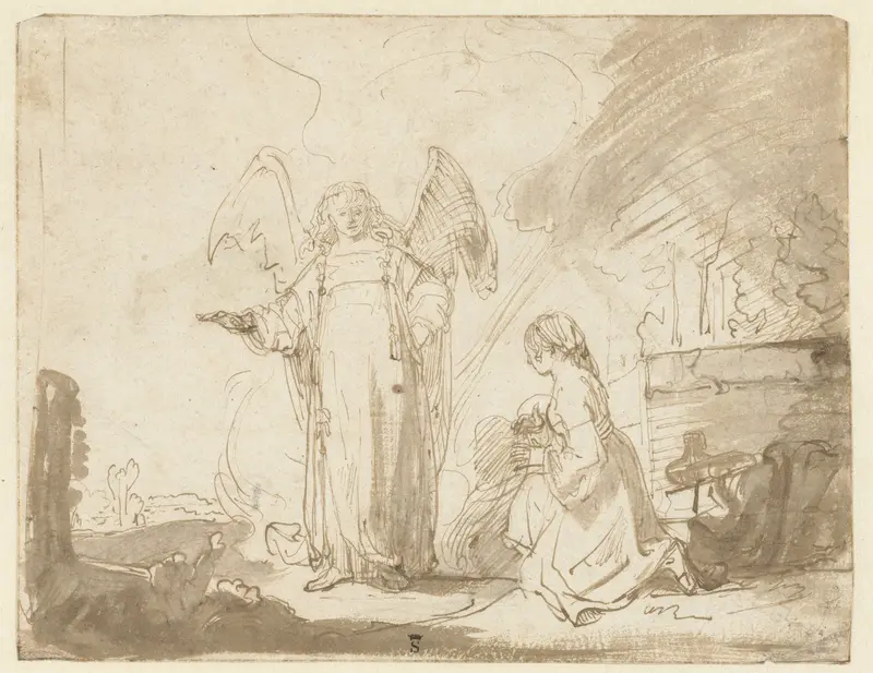 Hagar en de engel bij de bron op weg naar Shur Wall Art by Ferdinand Bol - High-Resolution Digital Print
