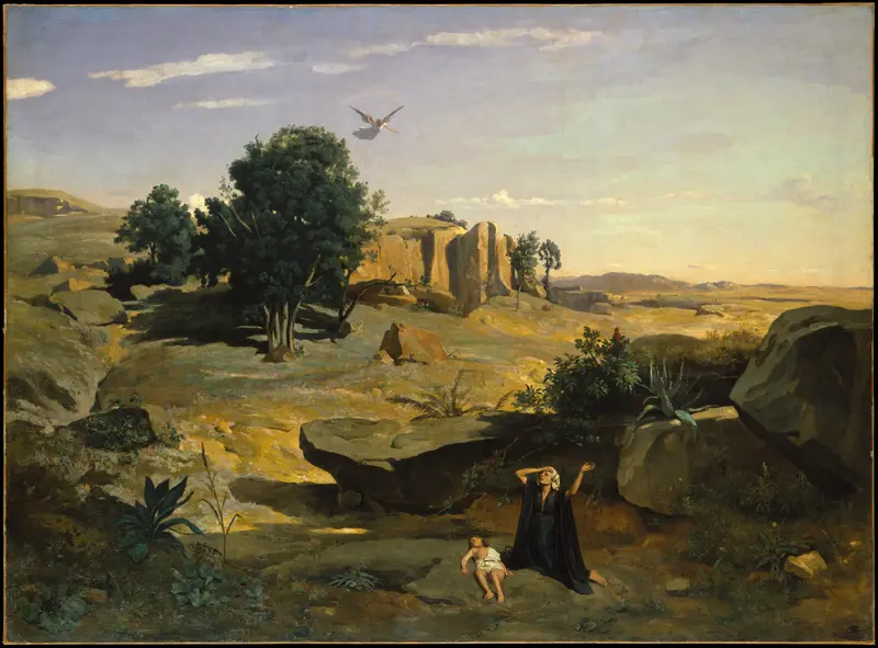 Hagar in the Wilderness Wall Art by Camille Corot - High-Resolution Digital Print