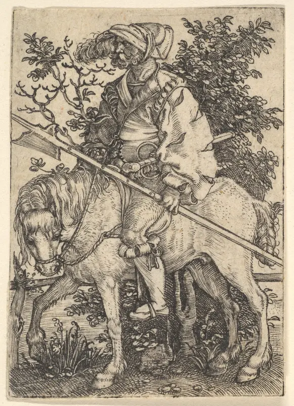 Halberdier on Horseback Wall Art by Barthel Beham - High-Resolution Digital Print