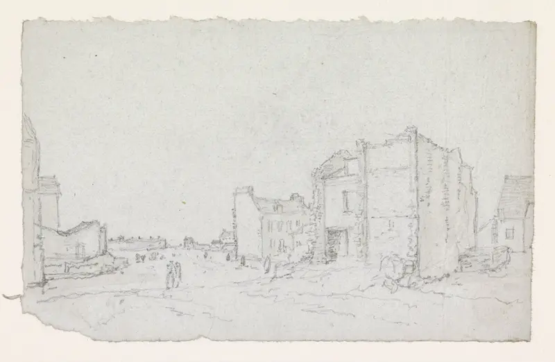 Half afgebroken huizen aan de rand van de stad Wall Art by Georges Michel - High-Resolution Digital Print