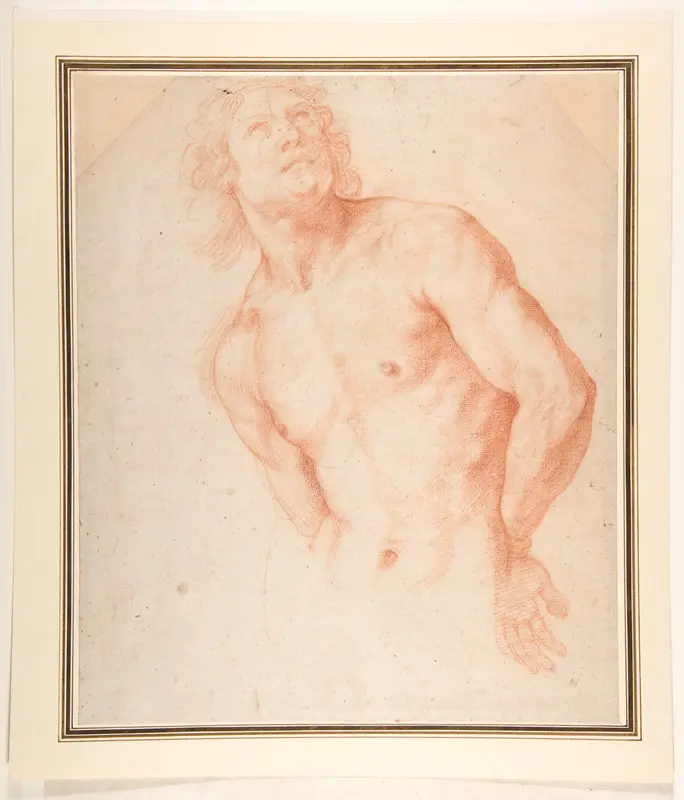 Half-Figure of a Male Nude with Arms behind Back Wall Art by Ottavio Vannini - High-Resolution Digital Print