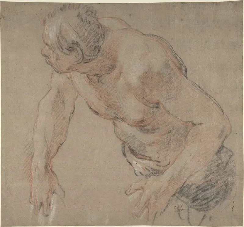 Half Figure of a Man, Nude to the Waist Wall Art by Jean-Baptiste Deshays - High-Resolution Digital Print