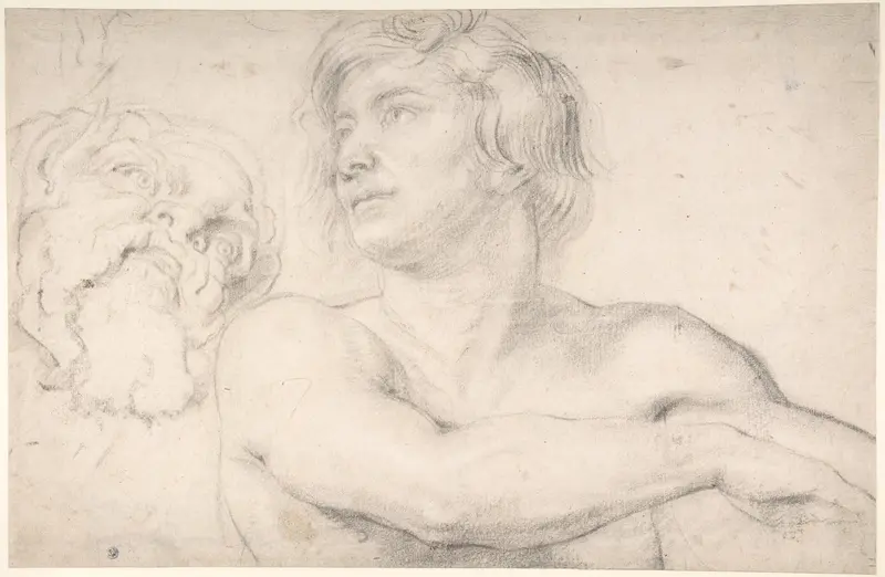Half-Figure of a Nude Man Facing Left, Head of a Satyr Wall Art by Peter Paul Rubens - High-Resolution Digital Print