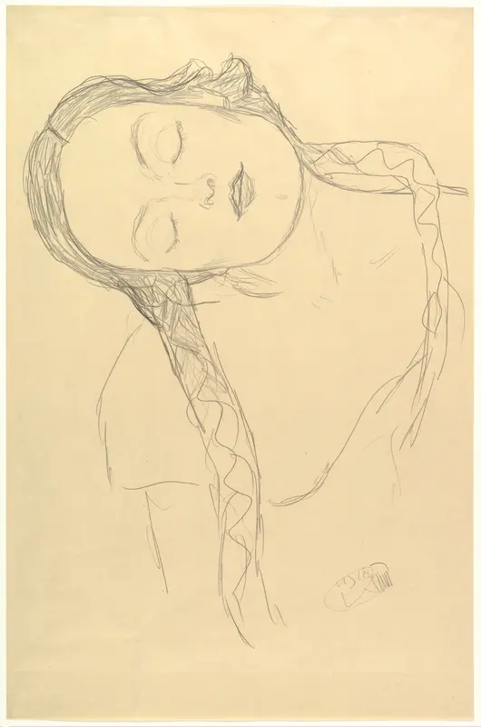 Half-figure of a Young Woman Wall Art by Gustav Klimt - High-Resolution Digital Print