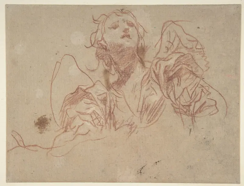 Half-Figure of an Angel Looking Upward (recto); Bust of a Man in Left Profile (verso) Wall Art by Baldassarre Franceschini (il Volterrano) - High-Resolution Digital Print