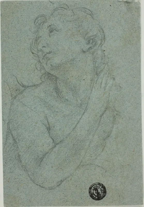 Half-Length Praying Figure Wall Art by Style of Carlo Cignani - High-Resolution Digital Print