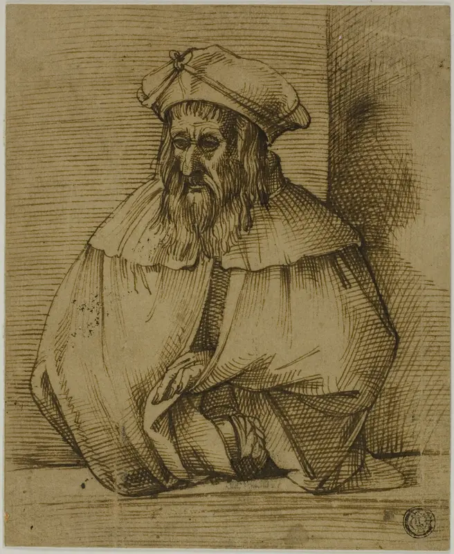 Half-Length Sketch of a Gentleman Wearing Hat and Cape Wall Art by Bartolomeo Passarotti - High-Resolution Digital Print