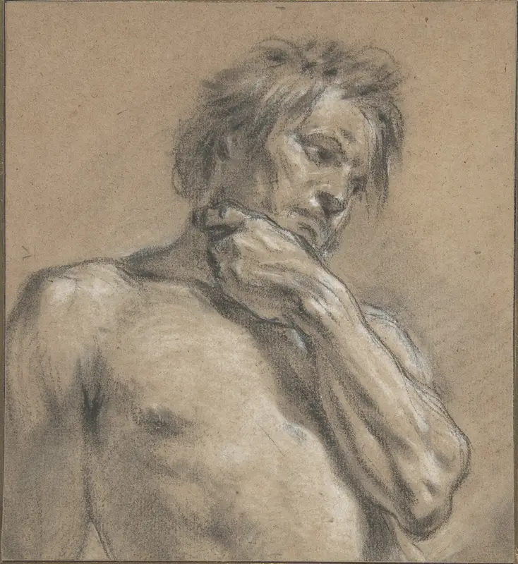 Half-Length Study of a Man Wall Art by François Boucher - High-Resolution Digital Print