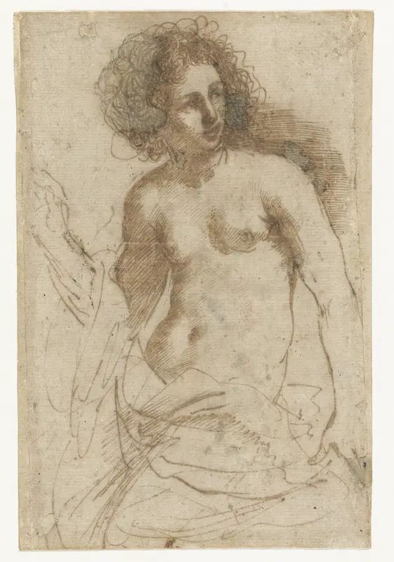 Halfnaakte staande vrouw Wall Art by Guercino - High-Resolution Digital Print