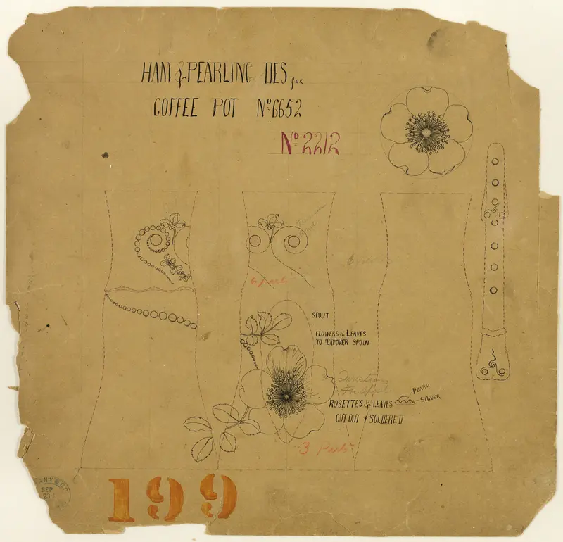 Ham and Pearling Design for Coffee Pot No. 6652 Wall Art by Tiffany and Company - High-Resolution Digital Print