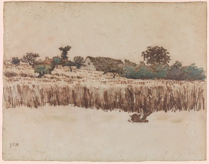 Hamlet in a Wheat Field, Vichy Wall Art by Jean-François Millet - High-Resolution Digital Print