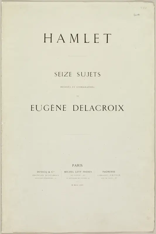 Hamlet — Laertes in Ophelia's Grave, title page and table of contents from Hamlet